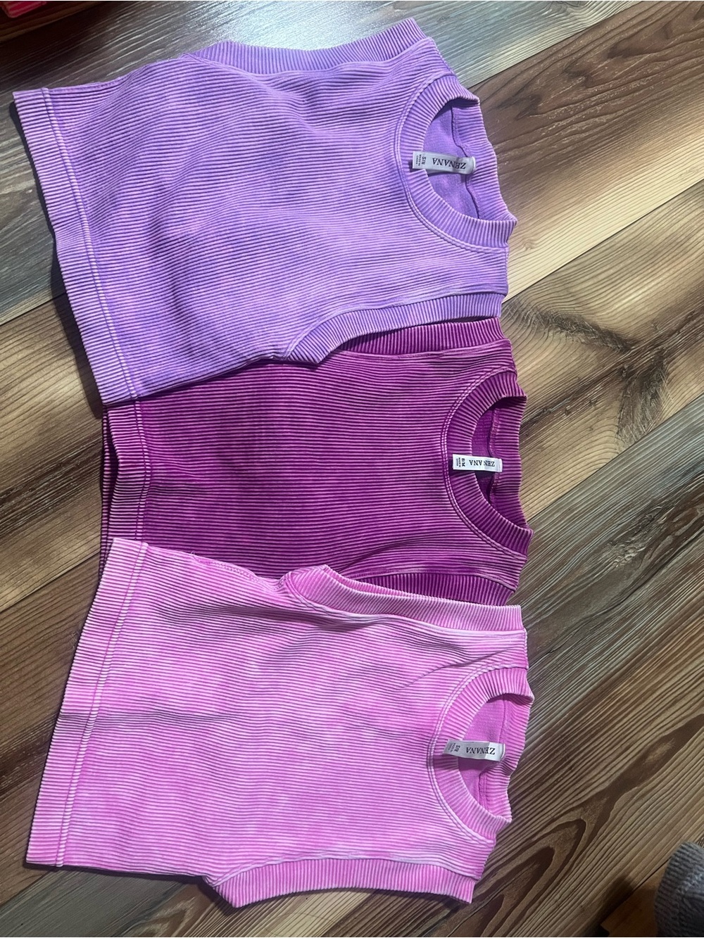 Zenana Outfitters Ribbed Tank Top/ Brami in Purple and Pink -3 pack